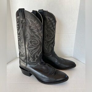 Mens Black Justin Leather Cowboy Boots Size 9.5 EE Style 1409 Made In USA